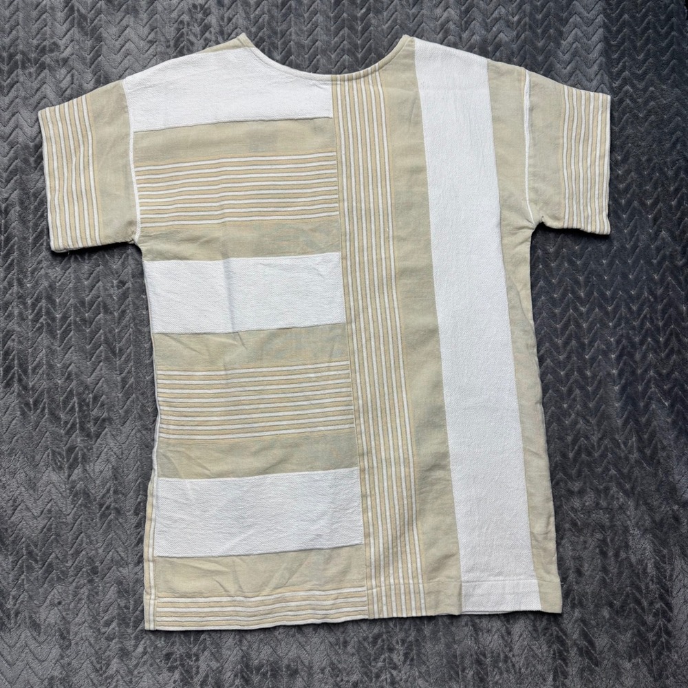 Ace‎ & Jig Striped Short Sleeve Dress or Tunic S Tan Cream Lurex Cotton (2126)
